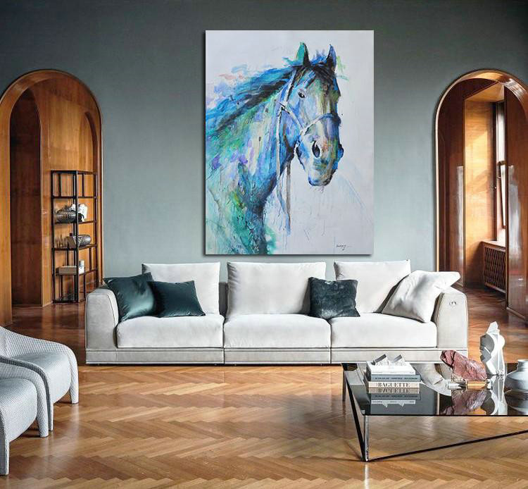 Original Artwork Extra Large Abstract Painting,Oversized Abstract Landscape Painting,Giant Canvas Wall Art,Blue,Gray,Green.etc